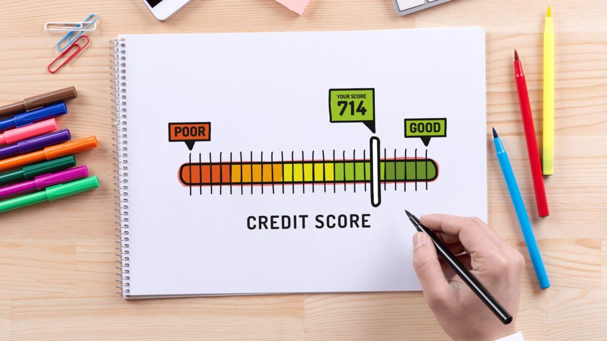 credit score sketch on notebook
